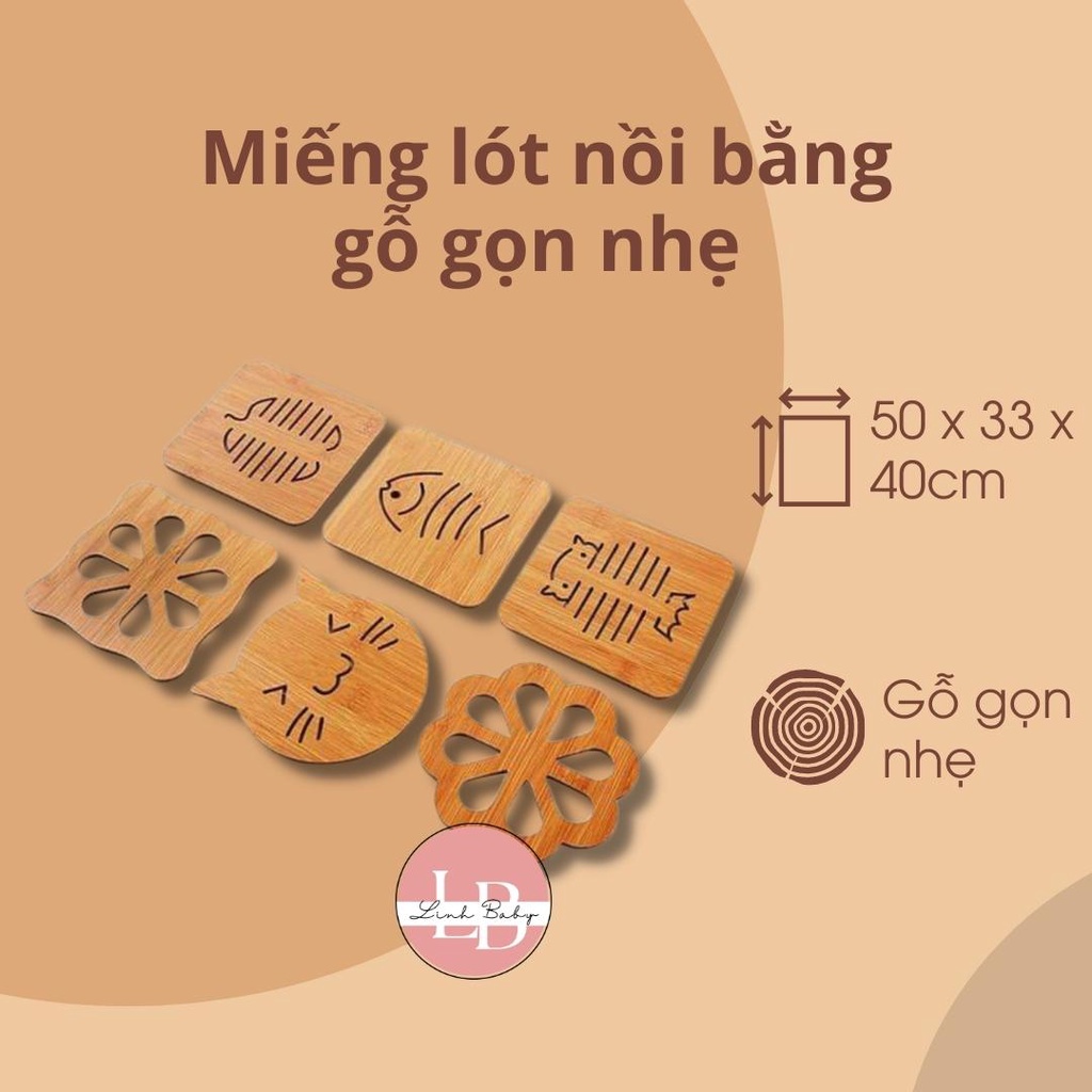 Miếng lót nồi bằng gỗ gọn nhẹ nhưng bền đẹp