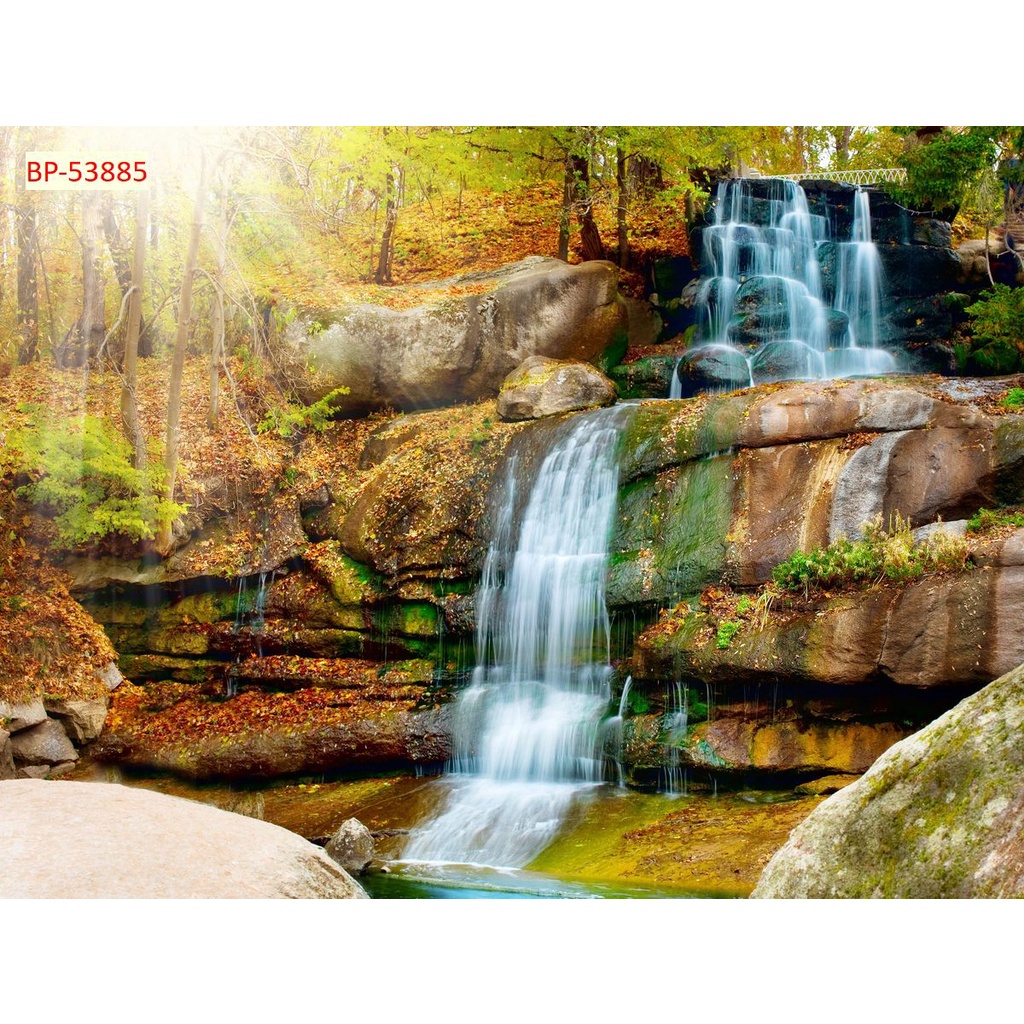 Tranh dán tường 3D cảnh thác nước hùng vỹ