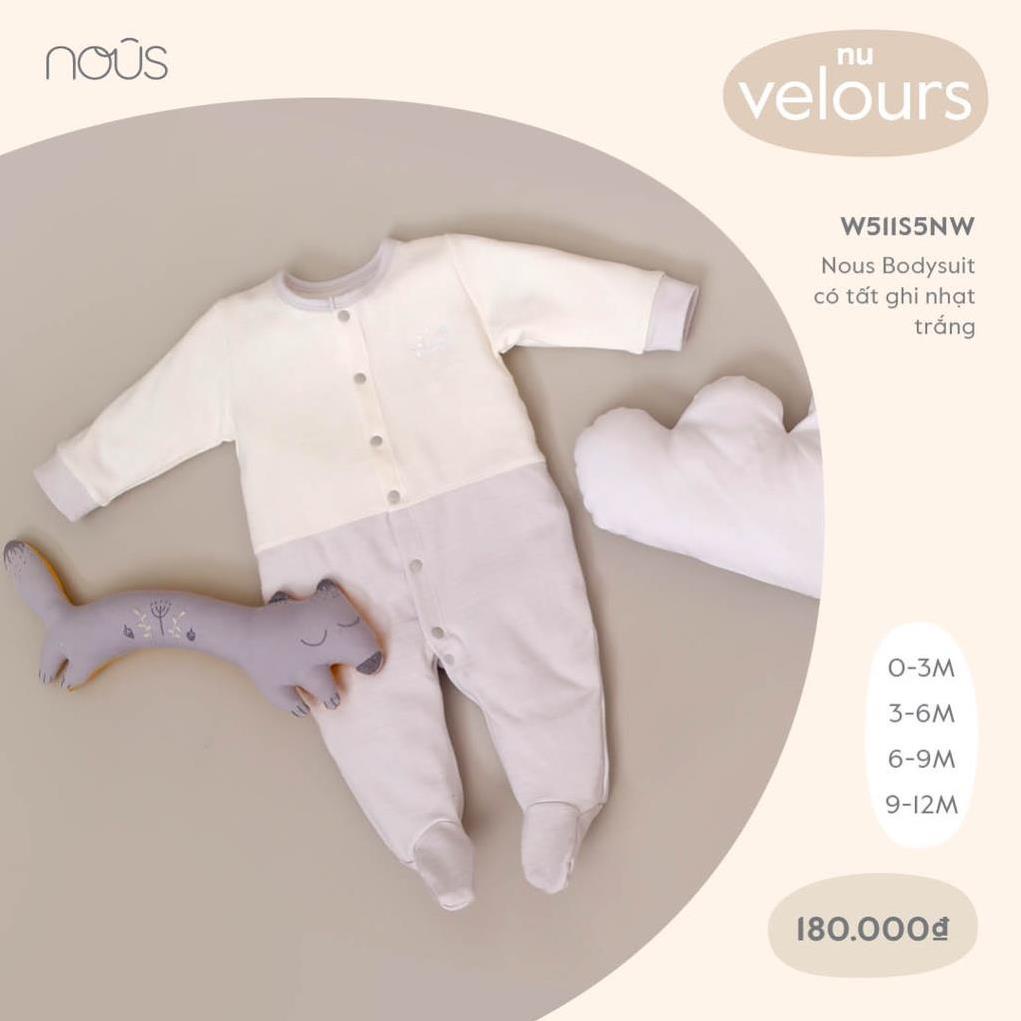 [Nous] Bộ quần áo liền thân bodysuit Nous chất dày dặn mặc thu đông (Size 3-12M)