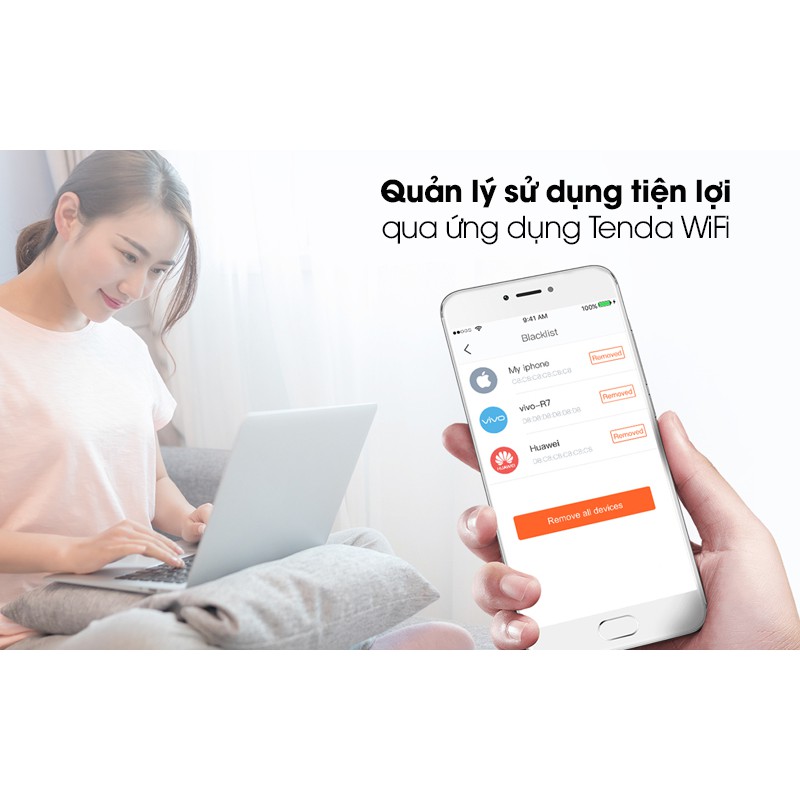 Router Wifi Mesh Chuẩn AC1200 Tenda Nova MW3 - Trắng - Hàng Chính Hãng