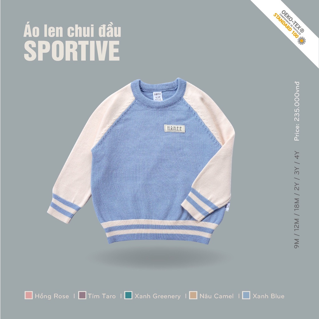 [CHÍNH HÃNG]Áo len chui đầu thu đông cho bé sportive Hrnee