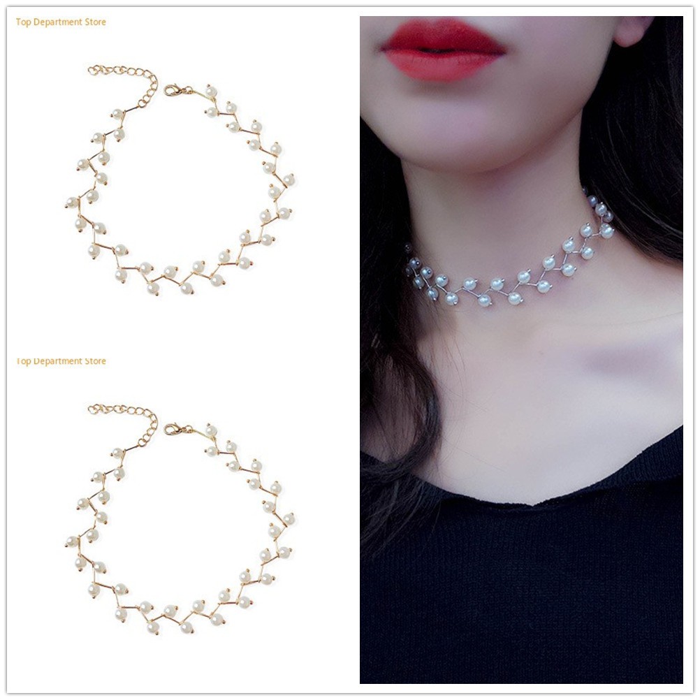 Vòng cổ choker phối hạt đen thiết kế thanh lịch cho nữ