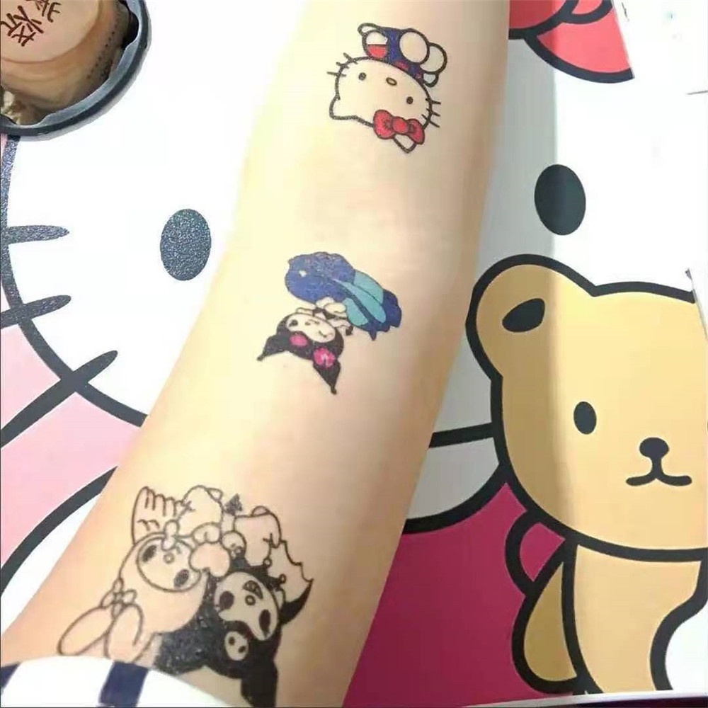 SANRIO Bộ 25 Tấm Hình Xăm Dán Chống Thấm Nước Lâu Trôi Họa Tiết Hoạt Hình Dễ Thương