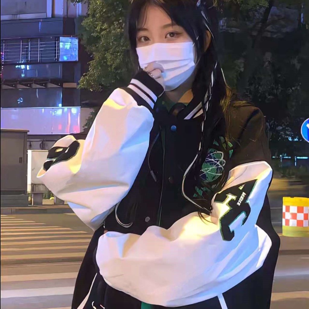 Áo Khoác Bóng Chày Dáng Rộng Phong Cách Mỹ Thời Trang Mới Cho Cặp Đôi