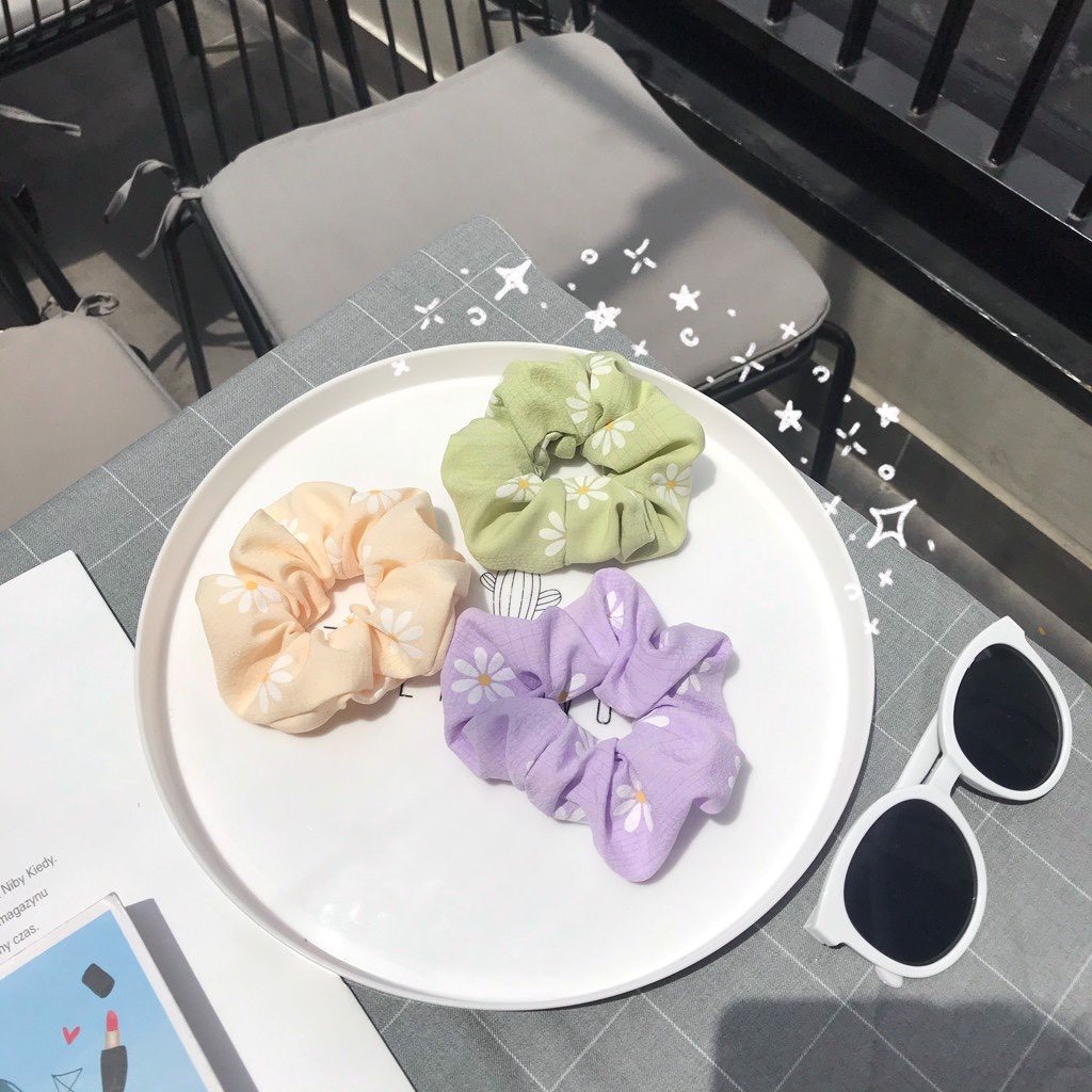 [ Ảnh Thật] Cột Tóc Vải Scrunchies Hoa Cúc * Peony