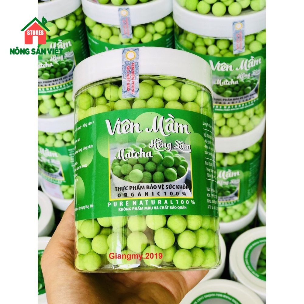 Viên Mầm Đâu Nành Hồng Sâm Matcha Hộp 500gr