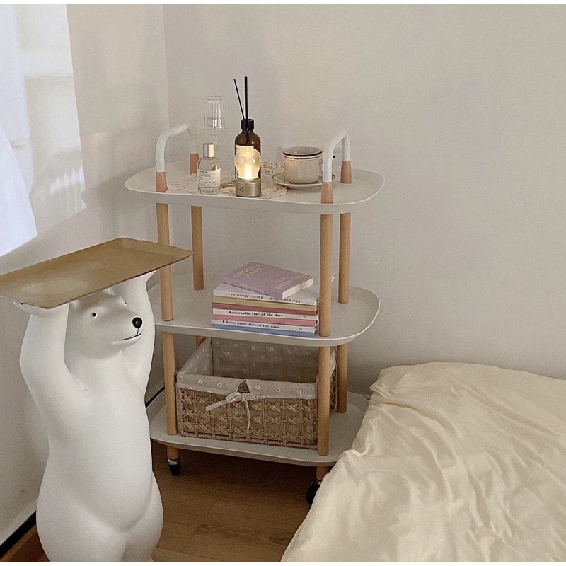 Kệ xe đẩy 2-3 tầng đựng đồ đa năng - Decor phòng khách, phòng ngủ- Phong cách Hàn Quốc
