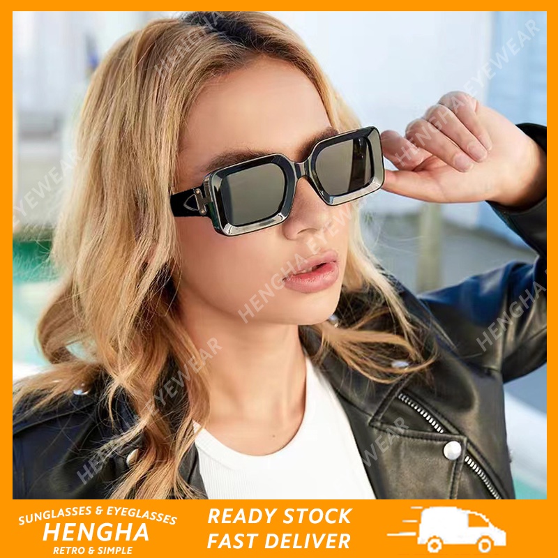 Kính Mát Gọng Vuông Kim Loại Chống Nắng Phong Cách Thời Trang Phương Tây