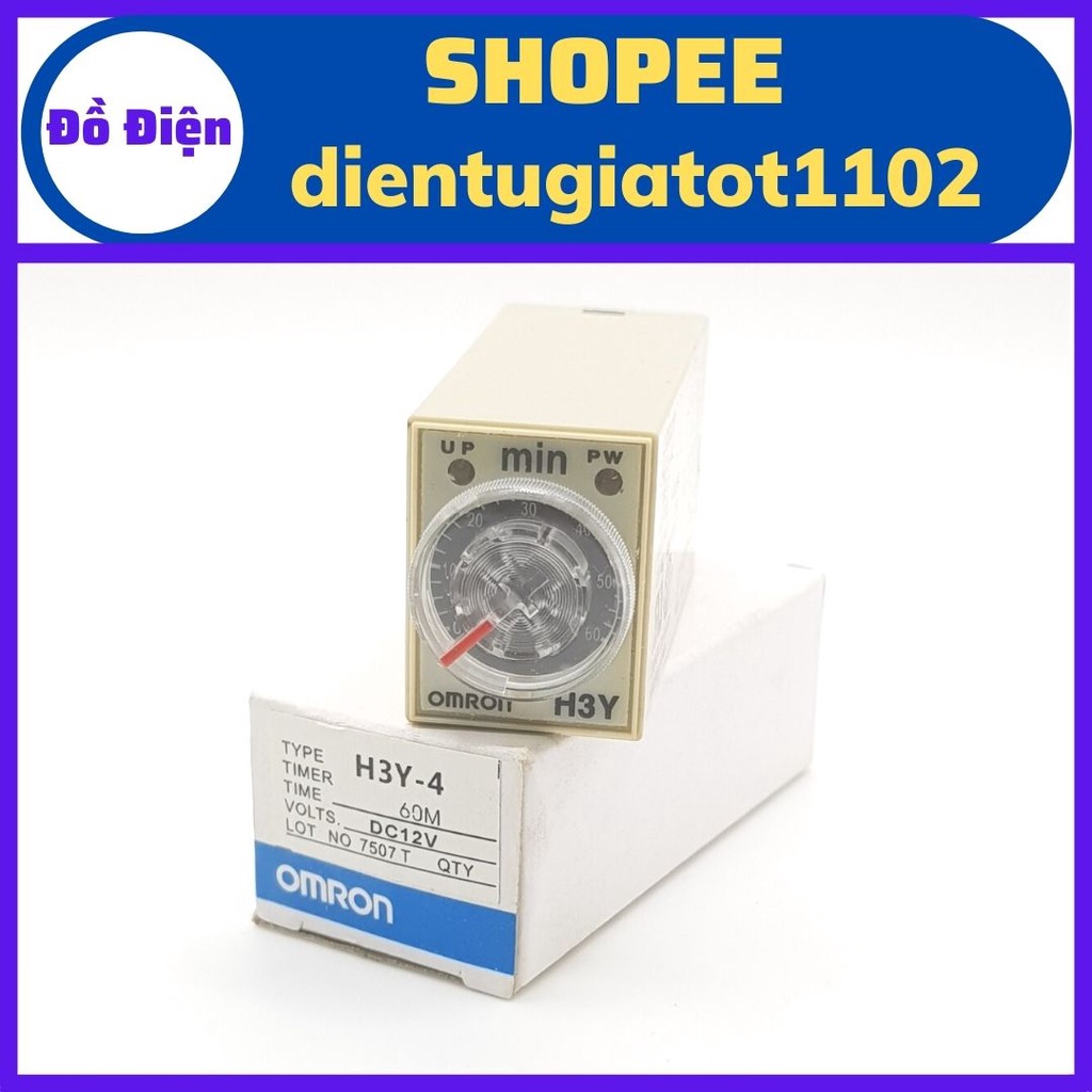 Rơ le 12V 60 phút, Relay thời Gian 12V 60M, H3Y-4, rơ le thời gian, relay omron
