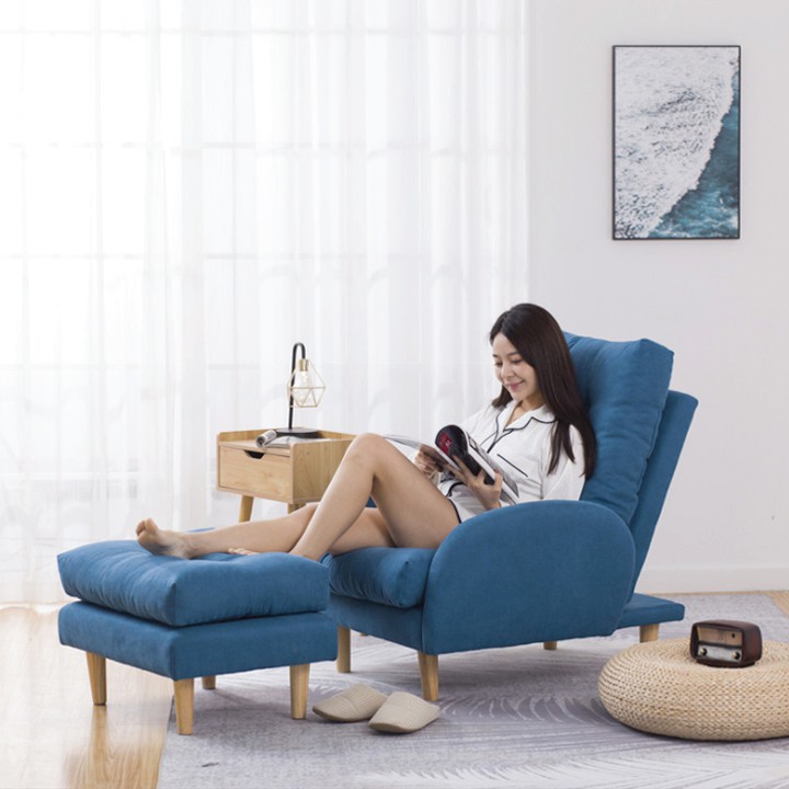 Ghế Sofa Lười, Ghế Bành Nằm Xem Tivi - Đọc Sách, Ngả Lưng Nhiều Chế Độ, Sofa Thư Giãn Kèm Đôn