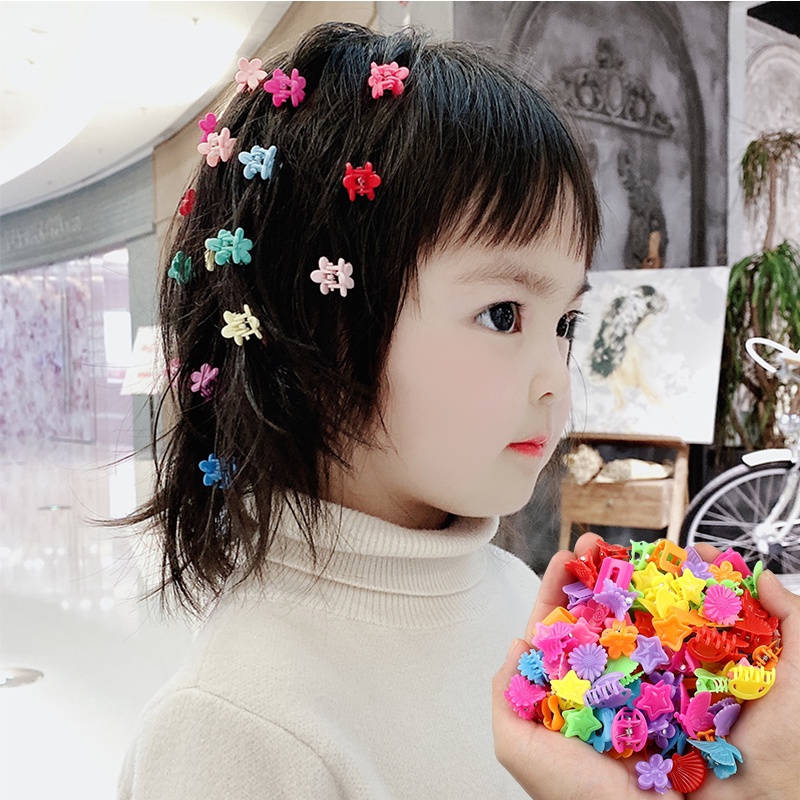 Set 20 Kẹp Tóc Nhỏ Bằng Nhựa Nhiều Màu Sắc Dễ Thương Cho Bé Gái