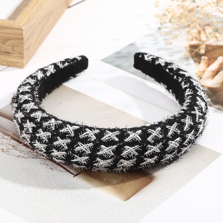 Băng đô xốp bản rộng họa tiết kẻ sọc phong cách retro Hàn Quốc cho nữ