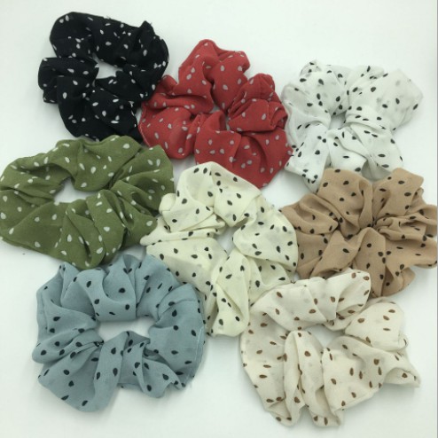 BUỘC TÓC,CỘT TÓC SCRUNCHIES VOAN PHỒNG TO CHẤM BI- ÁNH QUANG PHÒNG TO