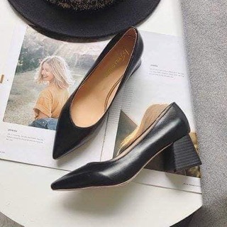 ODER Giày vintage gót vuông (Có sẵn đen sz 35)