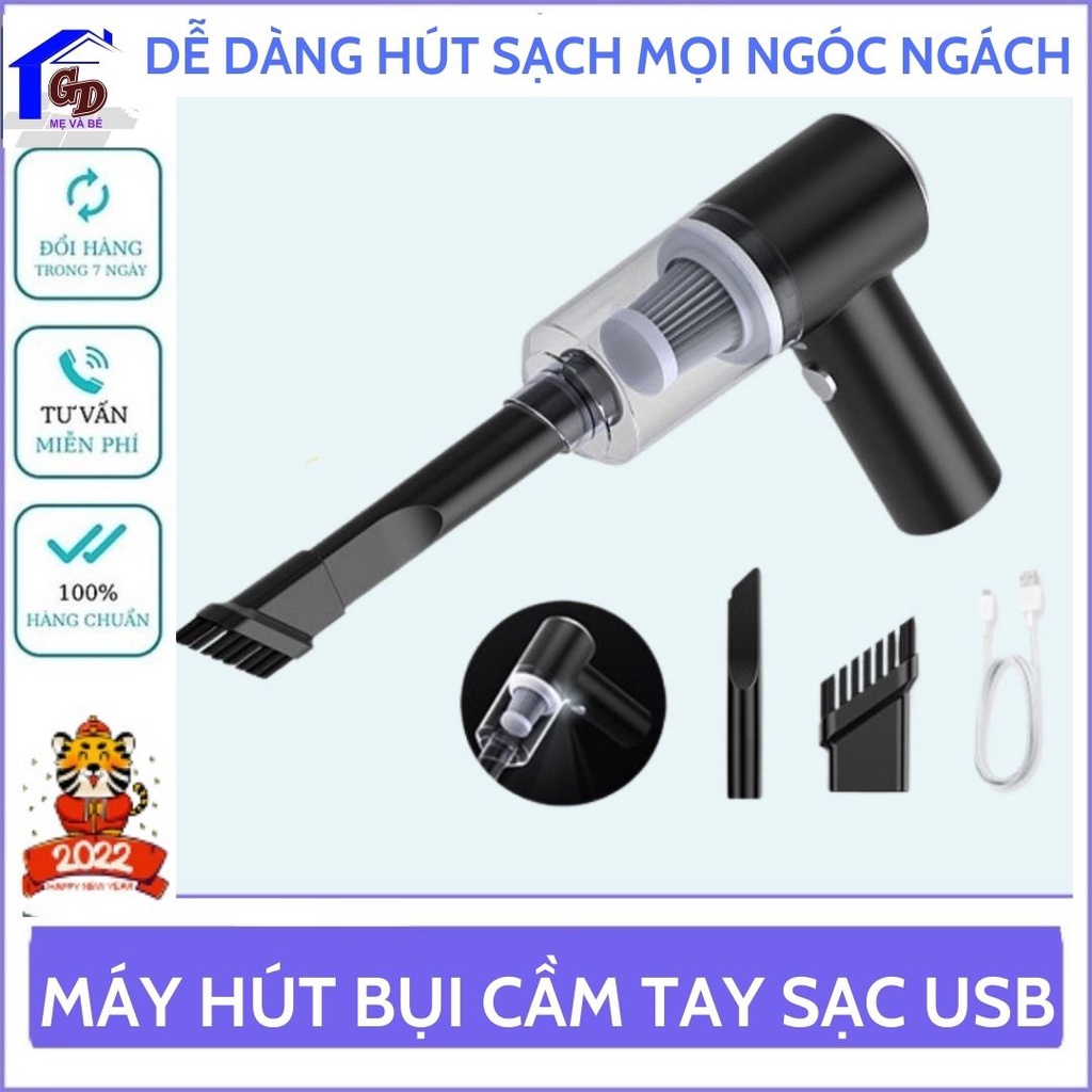 Máy Hút Bụi Cầm Tay Không Dây Mini Lực Hút Cực Mạnh 9000PA - 120W, SẠC USB, Hút Bụi Ô Tô, Bụi Giường Tiện Dụng