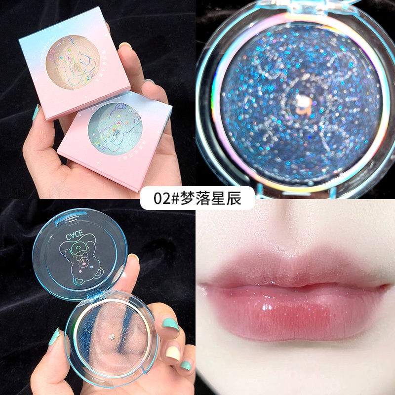 Cace Son Bóng Ánh Nhũ Dưỡng Ẩm Thiết Kế Vỏ Hình Gấu Dễ Thương
