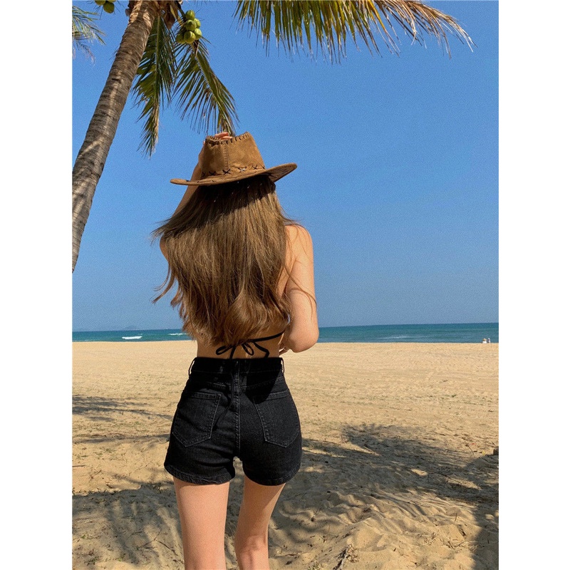 Cocory vn Quần short denim Lưng Cao Dáng Chữ A Thiết Kế Mới Mùa Hè Cho Nữ