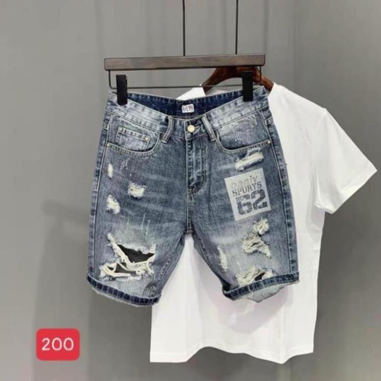 Quần Short Jean Nam Đẹp Chất Bò Co Giãn Cao Cấp, Quần Ngố rách Mẫu Mới Phong Cách Hàn Quốc Q200 ! ! ! ⚡