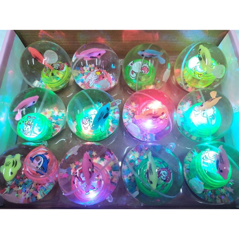 Đồ Chơi Bóng Nảy Phát Sáng Cho Bé, bóng nước có cá bơi cực đẹp