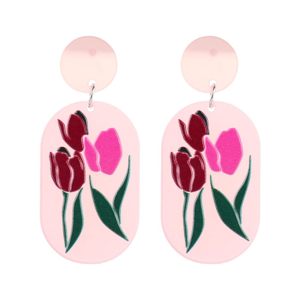 Bông Tai Dáng Dài Hình Hoa Bằng Acrylic Thanh Lịch Thời Trang Dự Tiệc Cưới