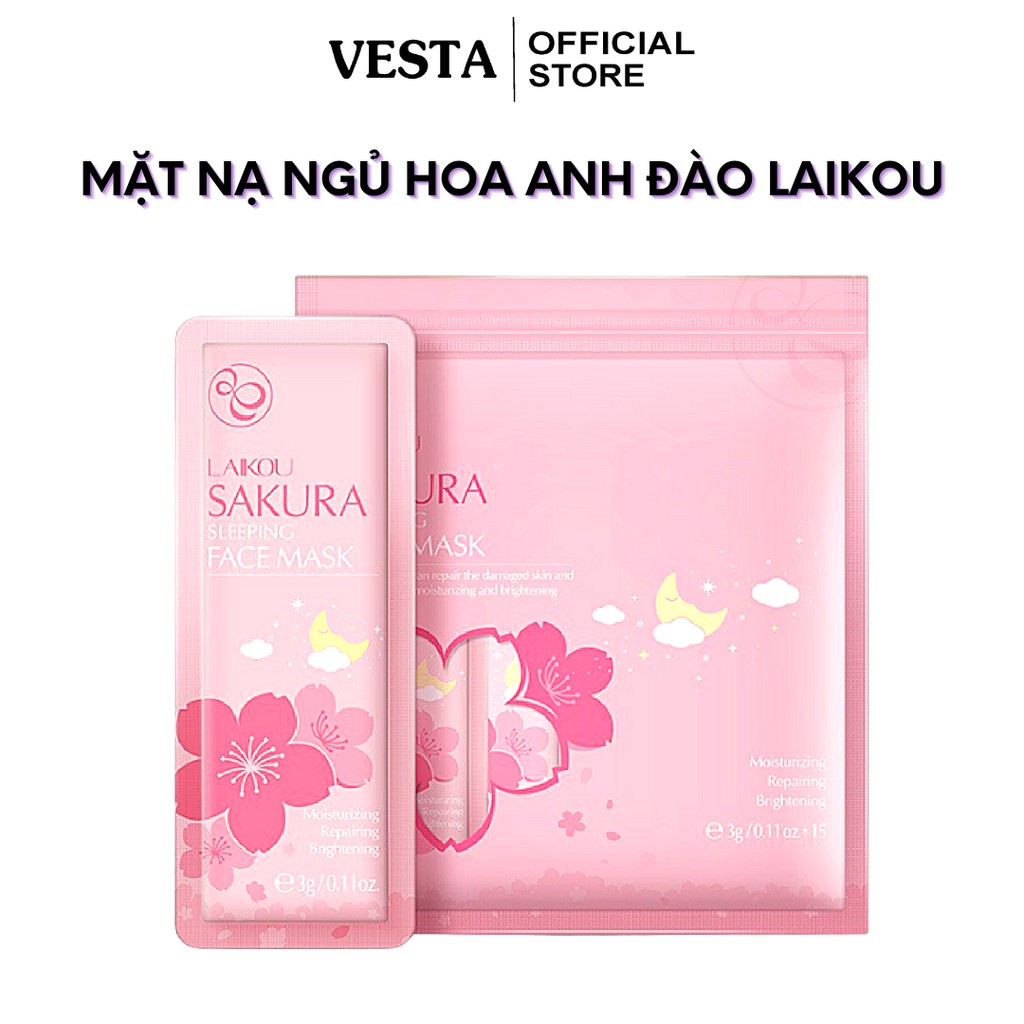 Mặt Nạ Ngủ 💕𝑭𝒓𝒆𝒆𝒔𝒉𝒊𝒑💕 Túi 15 Gói Mask Hoa Anh Đào Sakura LAIKOU