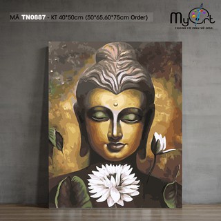 Tranh số hóa tự tô màu theo số Myart Tranh Phật hoa sen TN0887