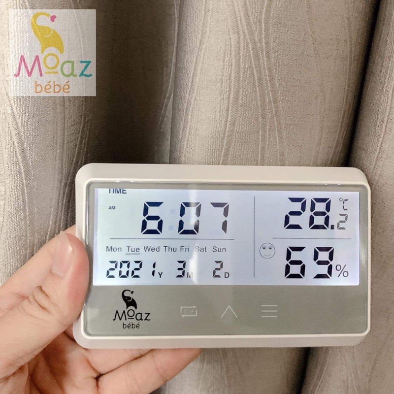 Nhiệt ẩm kế Đa Năng Moaz bébé MB027 đo nhiệt độ phòng độ ẩm màn hình LCD chế độ đèn ban đêm bảo hành 1 đổi 1