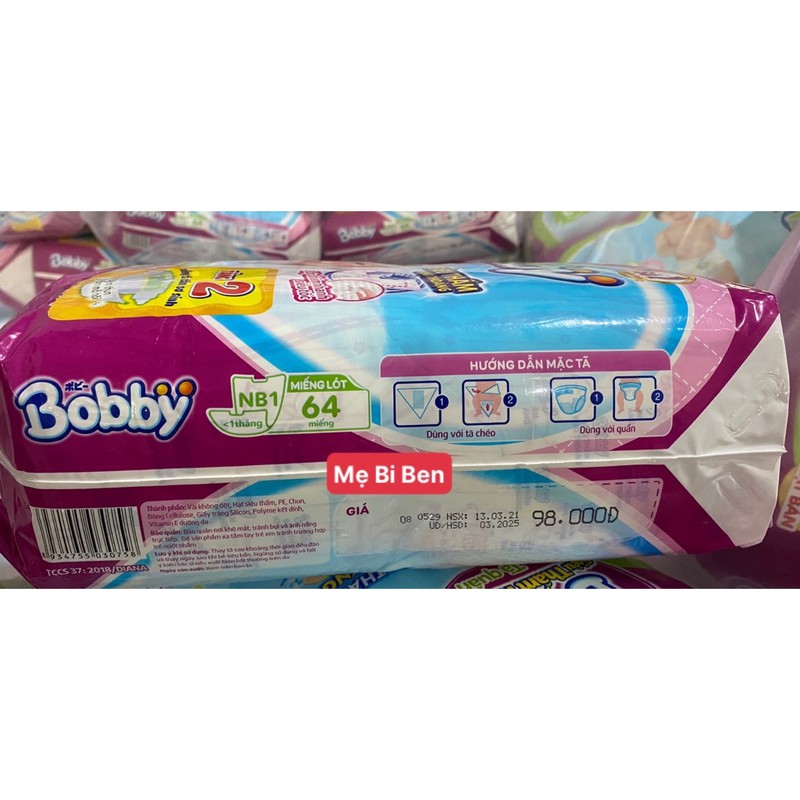 [TẶNG KÈM 2M DÁN XS] Miếng Lót Sơ Sinh Bobby Newborn 1 64 miếng