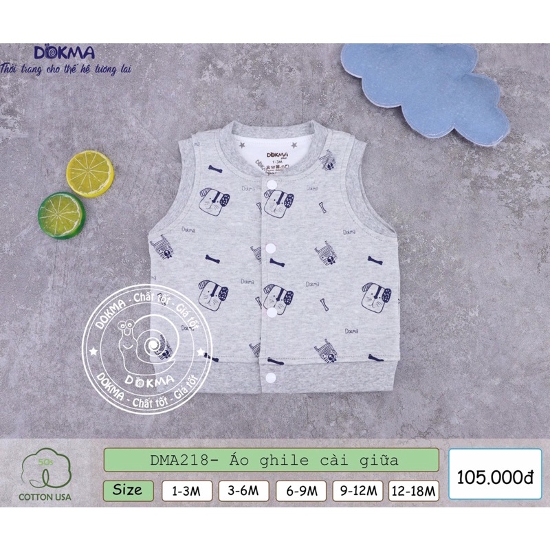 Áo gile cài giữa DOKMA DMA218 SIZE 1-18M ( chọn màu nhắn tin shop )