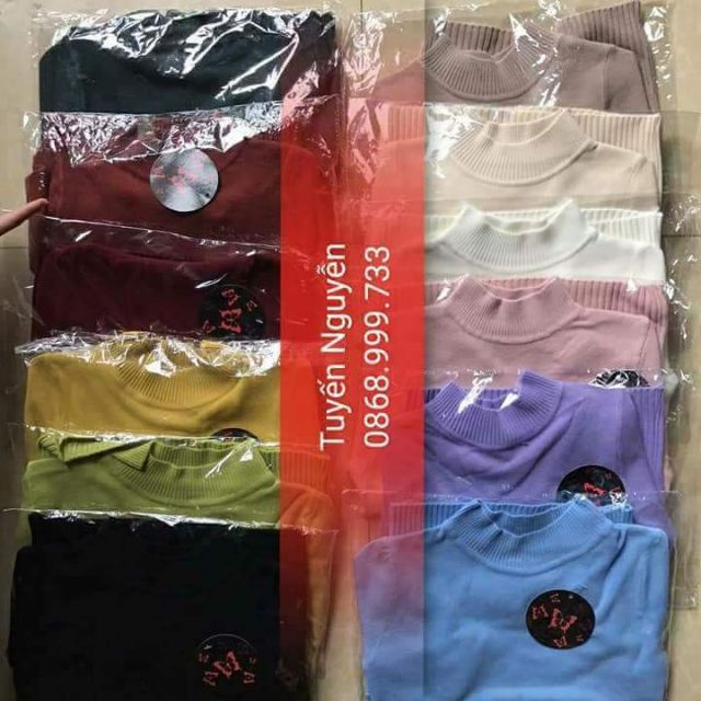 Áo len thân ngắn cổ 3p và cổ lọ