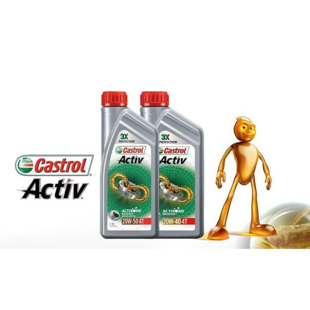DẦU NHỚT XE SỐ CASTROL ACTIV - 20W40 1000ML(1L) Nhớt Castrol Activ 4T &quot;CHÍNH HÃNG&quot; Bảo Vệ Liên Tục 3 Giai Đoạn