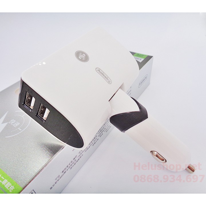 Bộ Chia Tẩu Sạc Xe Hơi Sạc Nhanh 2 tẩu và 2 cổng USB Hàng Xịn (Có video)