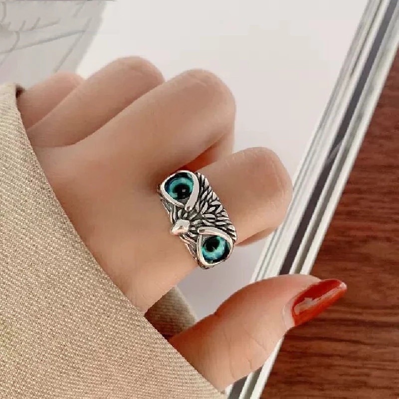 Nhẫn Hở Hình Chim Cú Phong Cách Cổ Điển Sáng Tạo Unisex