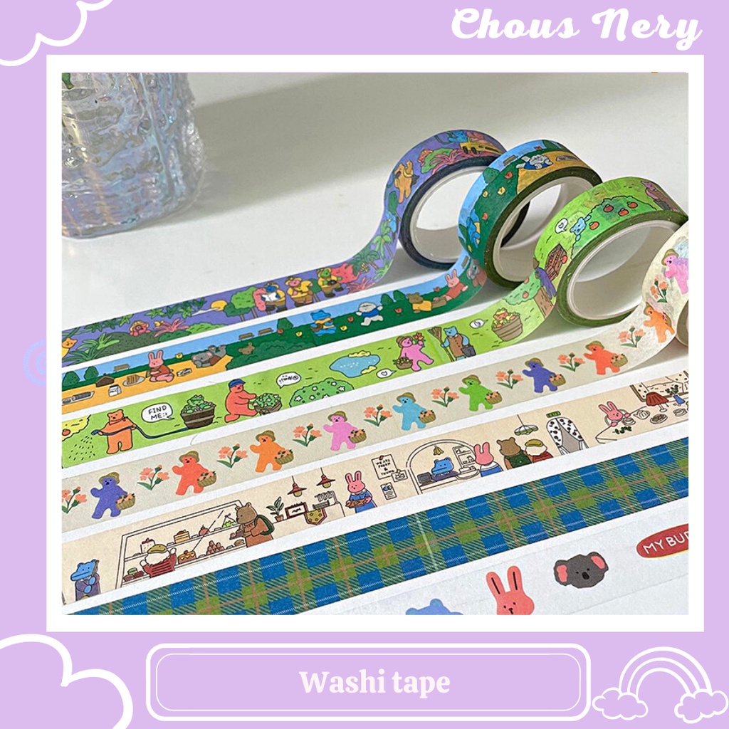 Washi Tape/ Băng keo giấy hoạ tiết dễ thương phong cách Hàn Quốc