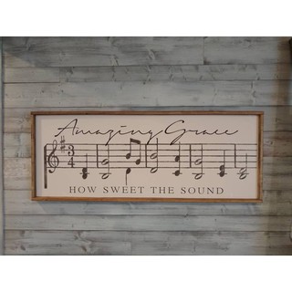 Tranh gỗ hand made bản nhạc Amazing Grace decor treo tường phong cách Vintage