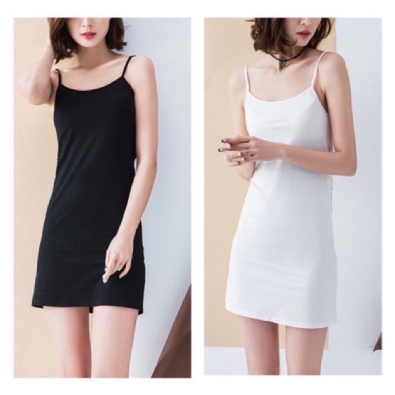 Váy 2 dây trơn dáng suông basic mặc đi ngủ/ mặc nhà