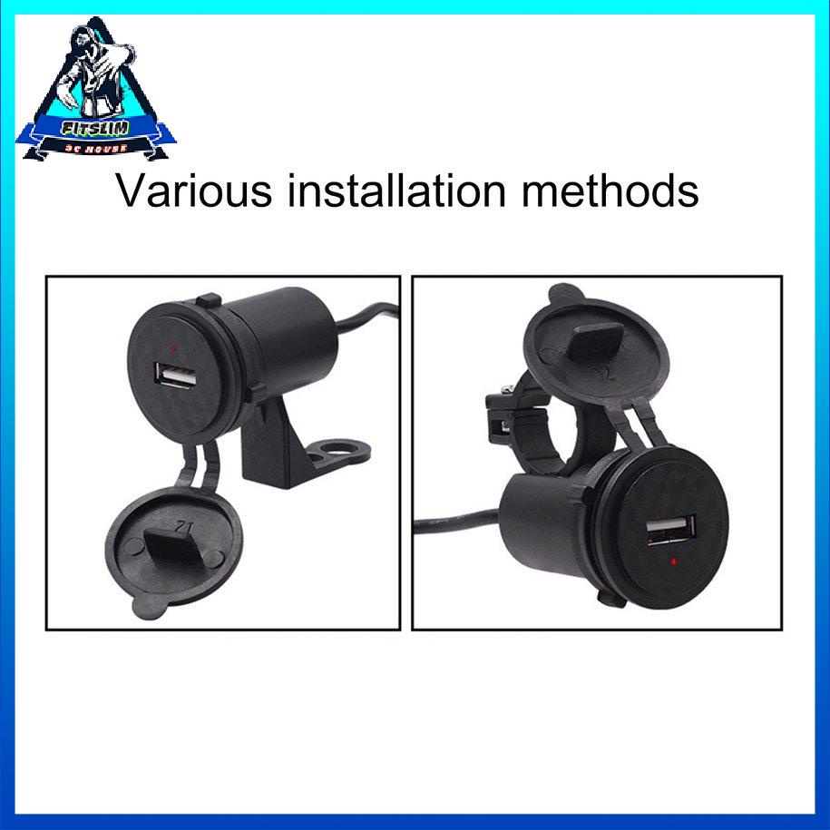 Xe máy Bộ sạc điện thoại di động 12V Xe hơi chống nước Usb đơn có công tắc [8/9]