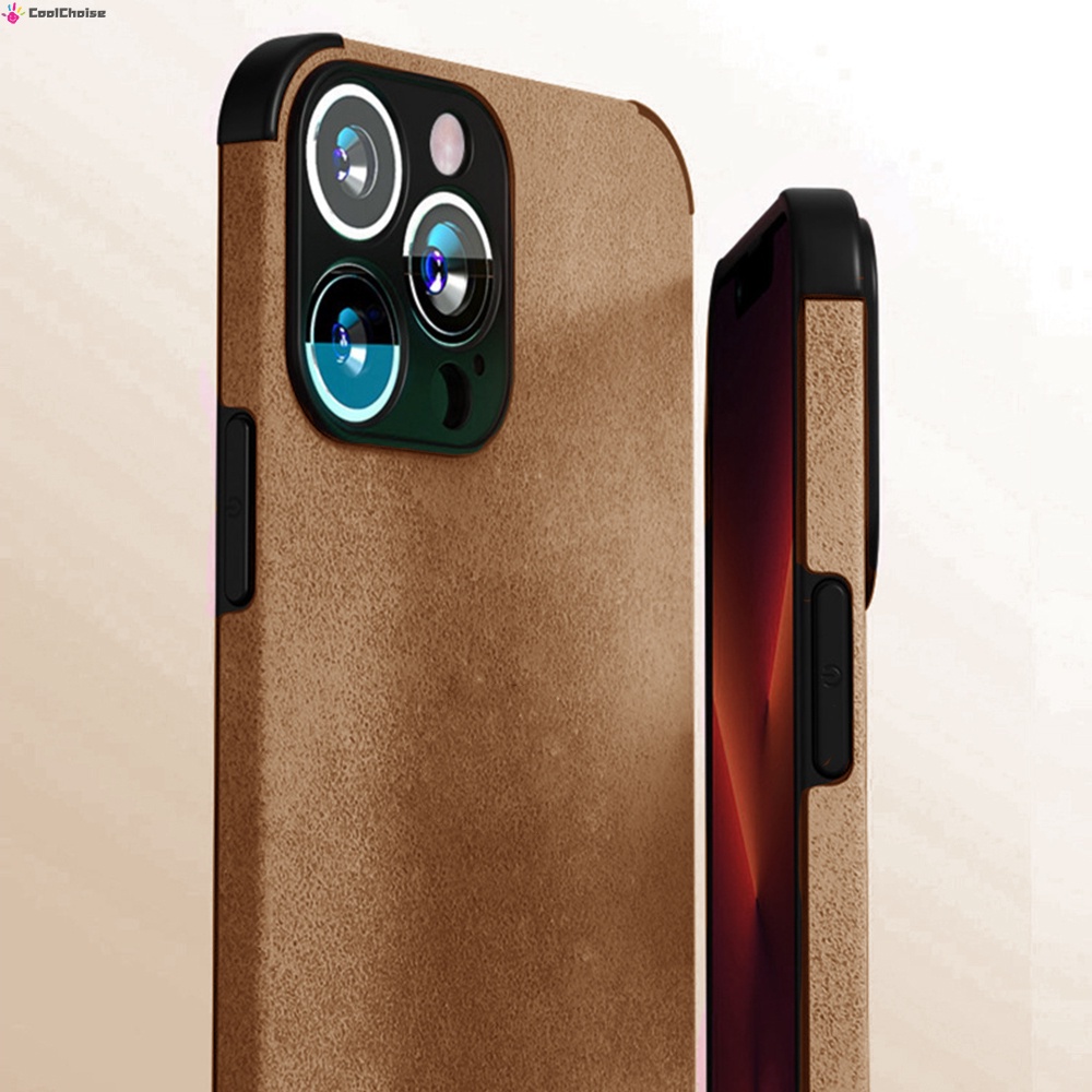 Ốp Điện Thoại Da Cừu Màu Trơn Chống Rơi Chống Trượt Cho Iphone