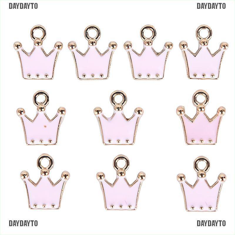 Bộ 10 Mặt Dây Chuyền Hình Vương Miện Tráng Men DIY