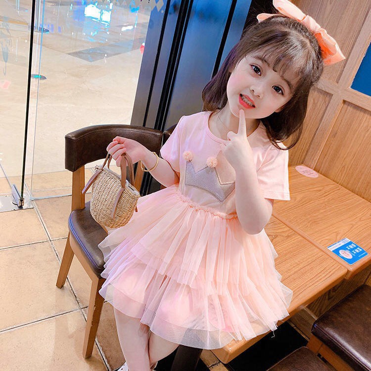 Váy công chúa nhiều màu hoạ tiết vương miện cho bé gái