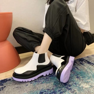 Boots giày da ulzzang đế độn thời trang
