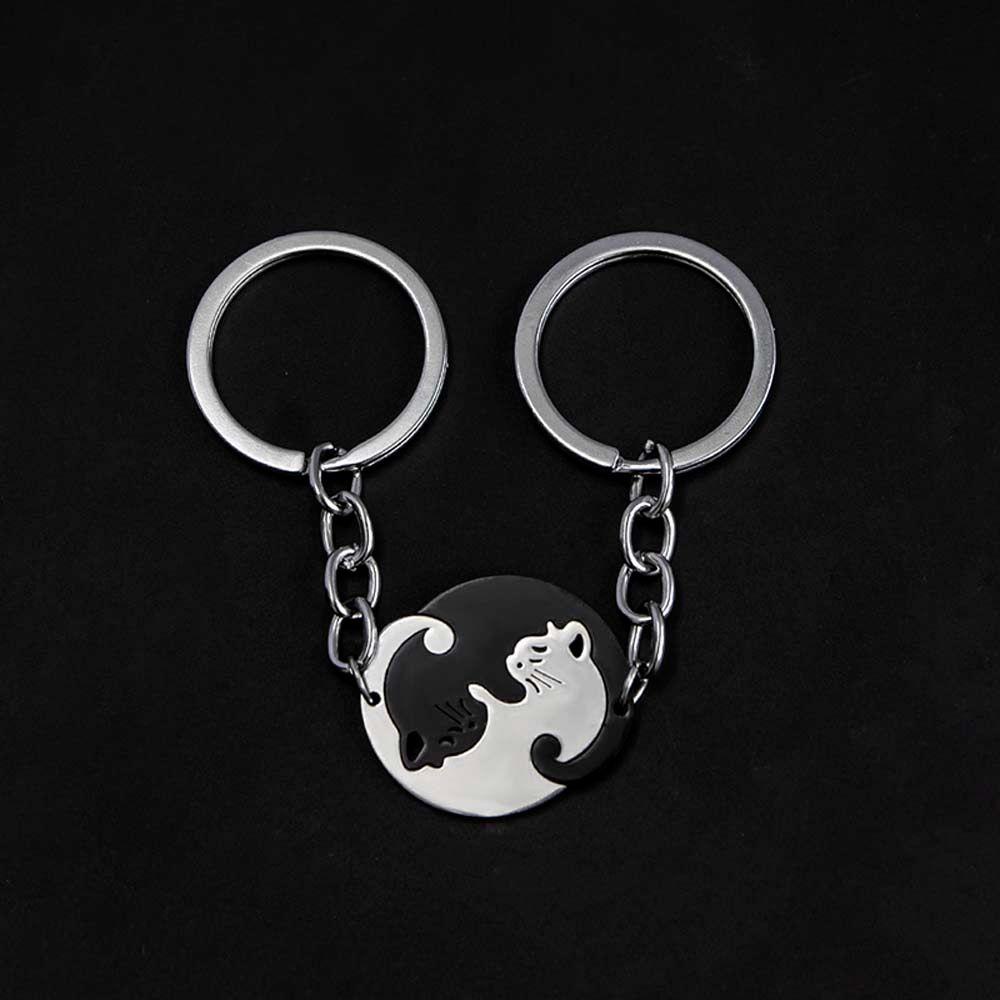 Móc Khóa Hình Mèo Trắng Đen Sáng Tạo Cho Cặp Đôi