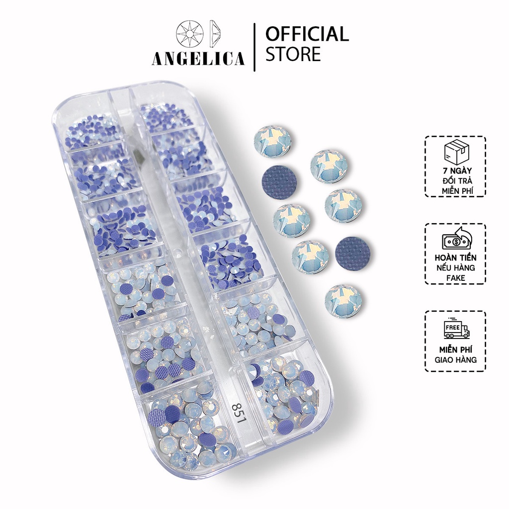 Đá Nail Chân Lưới 16 Khía White Opal Đính Trang Trí Móng ANGELICA 851