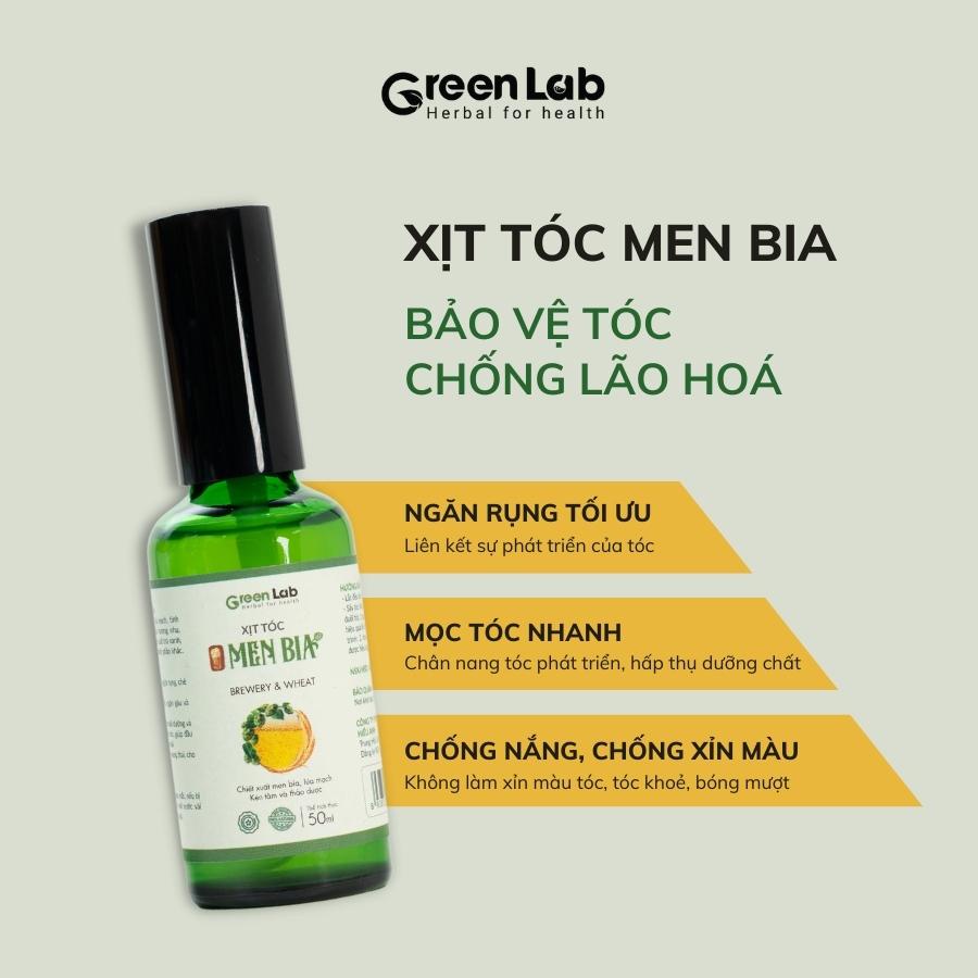 Xịt tóc Men Bia GreenLab chai 50ml Giiảm gàu Mọc Tóc Ngăn rụng Phục hồi từ biotin tự nhiên