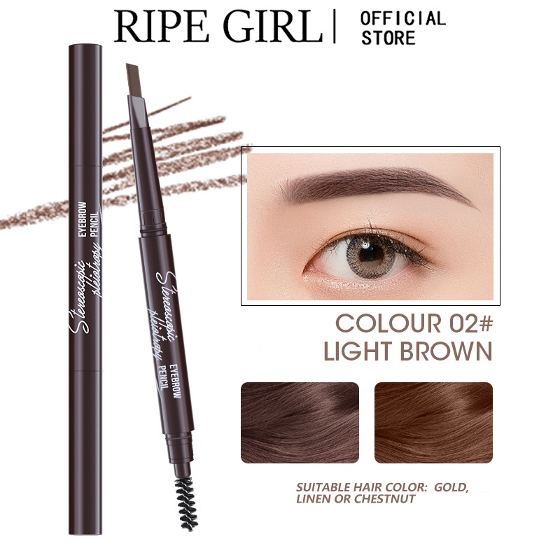 Bút kẻ lông mày RIPE GIRL hai đầu lâu trôi chống thấm nước 5 màu sắc tự nhiên tùy chọn/ Tấm thẻ khuôn kẻ lông mày