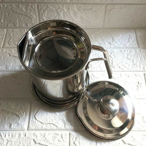 Ca lọc dầu và các tạp chất. Chất liệu Inox SUS 304 Bình Đựng Dầu chiên lọc cặn dung tích 1,2L