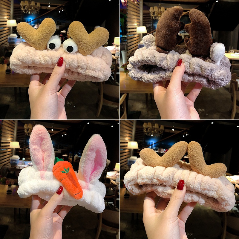 Băng Đô Cài Tóc Bản Rộng Co Giãn Họa Tiết Hoạt Hình Dễ Thương Cho Nữ