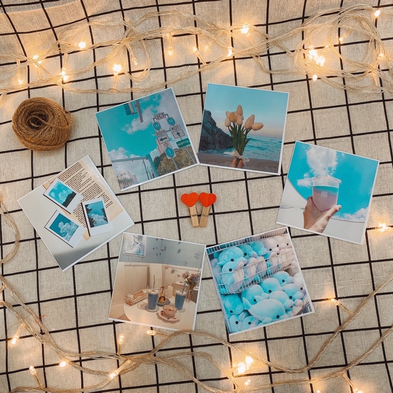 [ FreeShip ] Set thiệp postcard MÀU XANH NƯỚC BIỂN BLUE Có sẵn DECOR trang trí phòng cực xinh lun