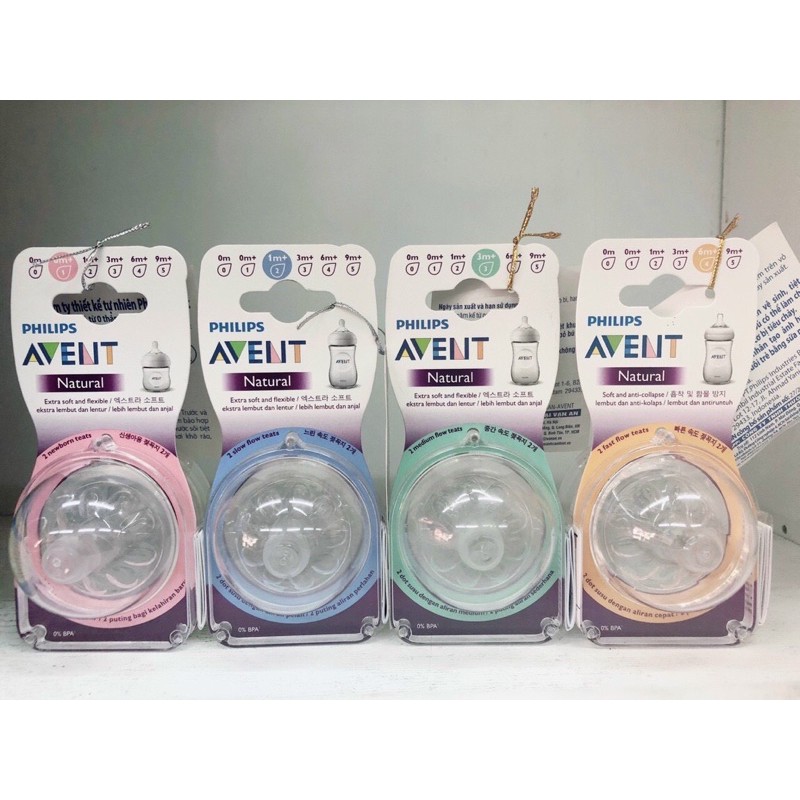 Núm ti thiết kế tự nhiên Philips Avent chính hãng đủ kích thước