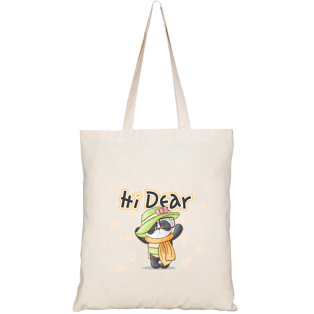 Túi vải tote canvas HTFashion in hình cute panda animal pretty girl HT206